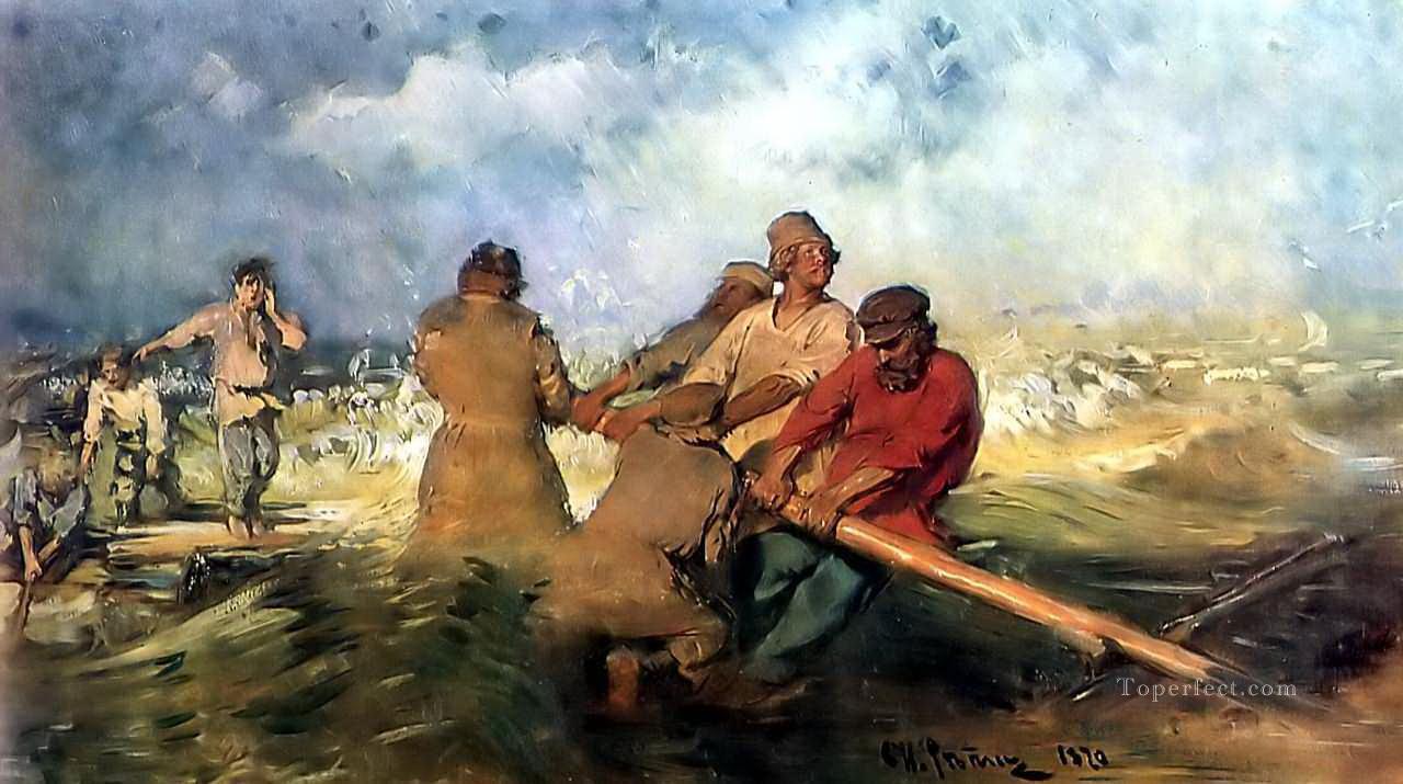 ヴォルガ川の嵐 1891年 イリヤ・レーピン油絵